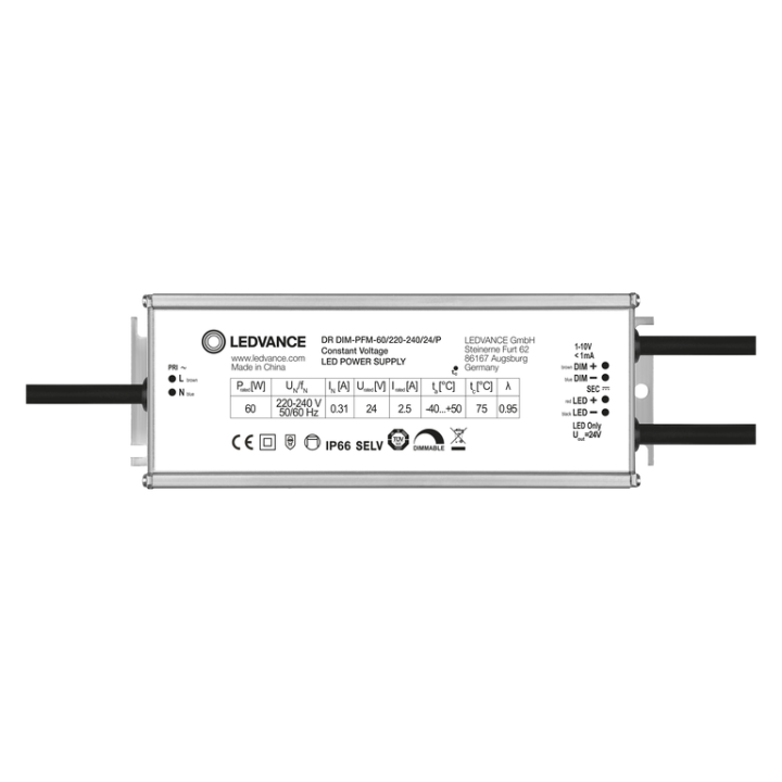 DRIVER LED PERFORMANCE TENSION CONSTANTE 24 V 60 W Gradable 1-10 V IP6