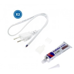 Cable d'alimentation 2 fils 50cm pour ruban Bergamo fiche 2P 6A Ledme