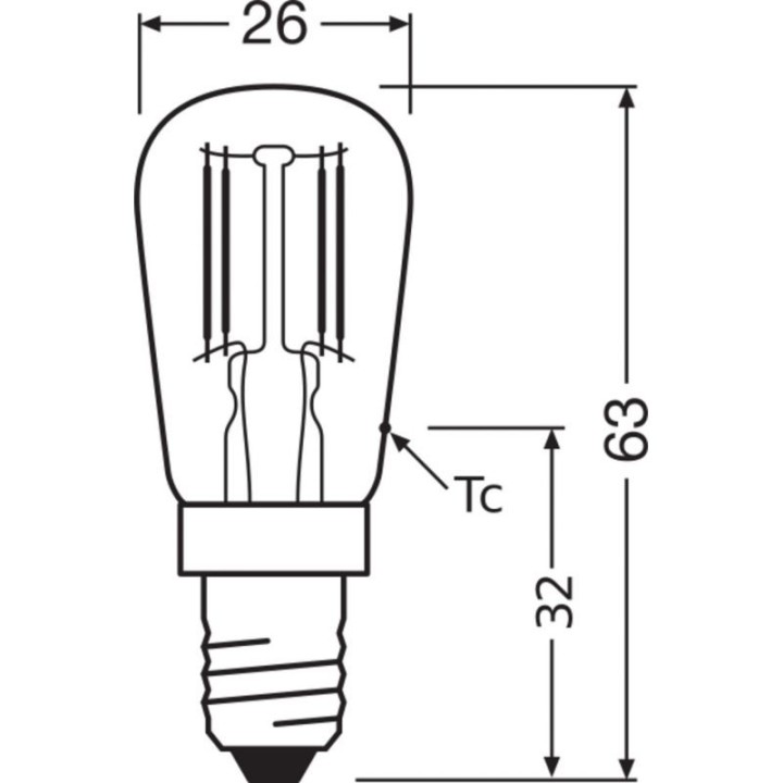 E14 Led Tube T26 2.8w = 25w /865 ND Filament Effect 230v Ledvance