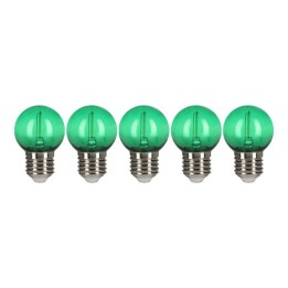E27 Sphérique led  EcoPack 5pcs Effet Filament 0.6W Vert 230V