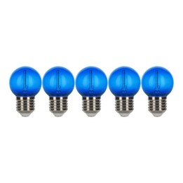 E27 Sphérique led  EcoPack 5pcs Effet Filament 0.6W Bleu 230V