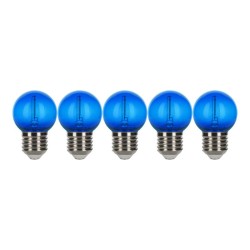 E27 Ball LED EcoPack 5pcs Filament Effect 0.6W Blue 230V