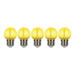 E27 Sphérique led  EcoPack 5pcs Effet Filament 0.6W Jaune 230V