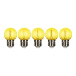 E27 Sphérique led  EcoPack 5pcs Effet Filament 0.6W Jaune 230V