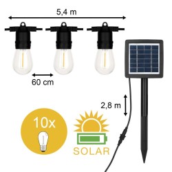 Solar Garland 5.4m 10 LED Filament ST45 IP44 + Solar Panel 126x126mm