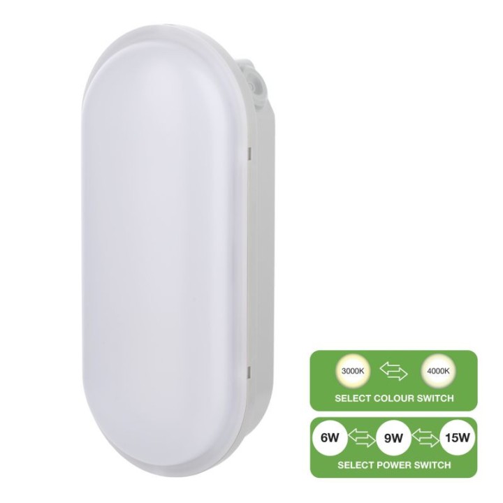 Hublot LED Bulkhead Switch 2CCT 6W-15W 570-1500lm 3000-4000K IP54 IK07