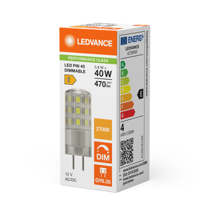 GY6,35 Capsule Led Claire 3,8w = 40w 827 12v Dimmable Ledvance