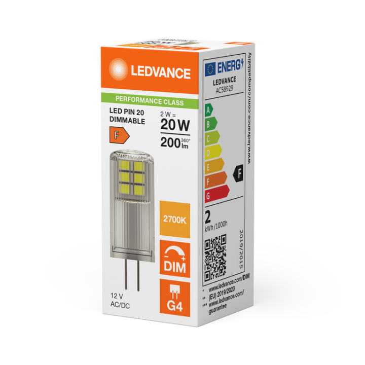 G4 Clear Led Capsule 2w = 20w 827 12v Dimmable Ledvance