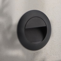 Round Black LED Recessed Wall Light 3w 3000K 220-240v