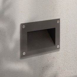 Rectangular Black LED Recessed Wall Light 7W 3000K 220-240V