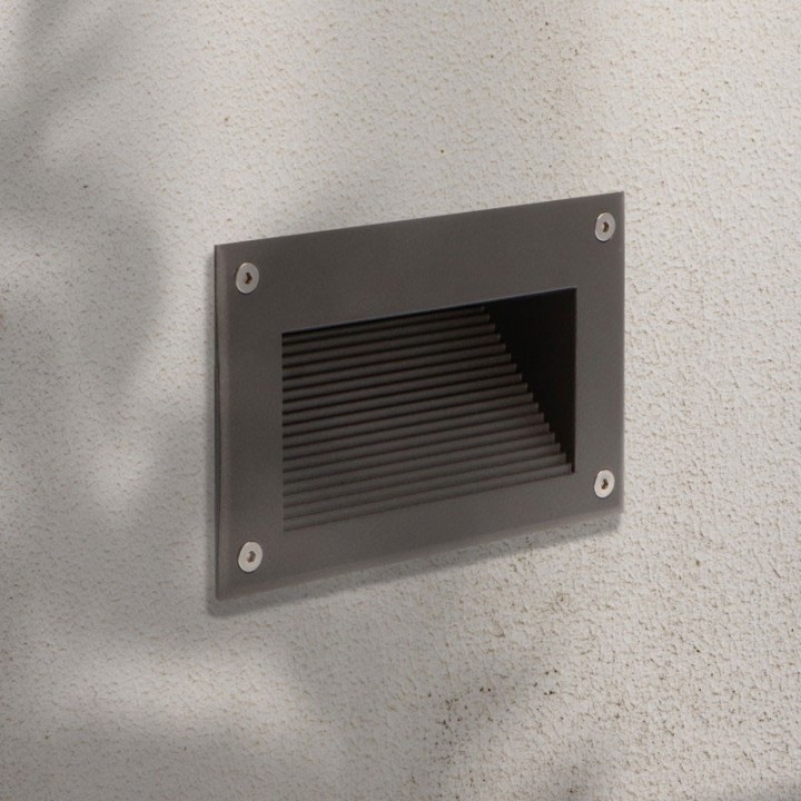 Rectangular Black LED Recessed Wall Light 7W 3000K 220-240V