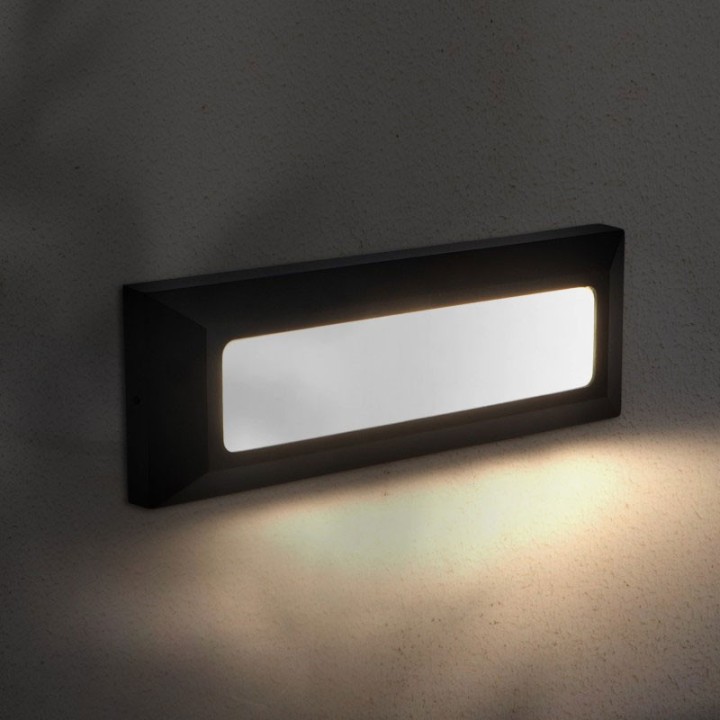 Balise Encastré de mur rectangle Noir LED 5w 3000K 220-240v