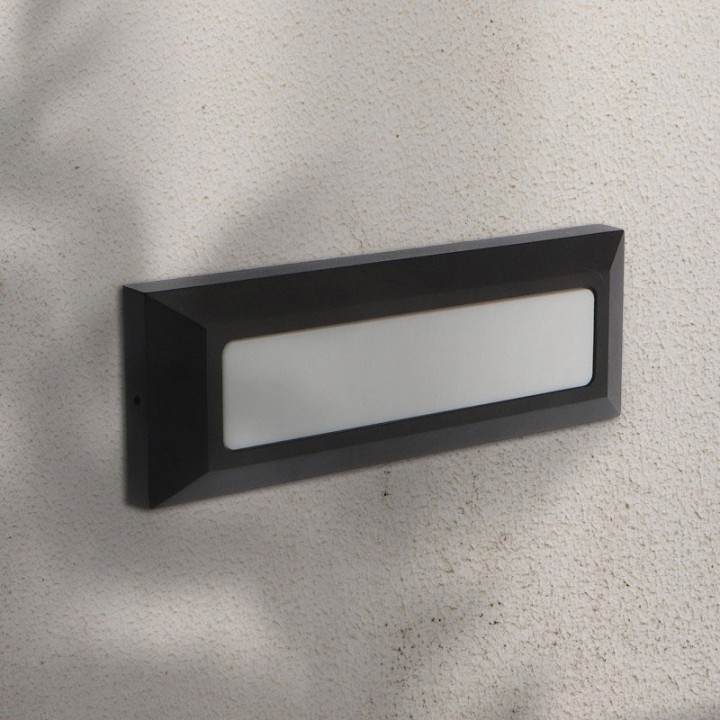 Rectangular Black LED Recessed Wall Light 5W 4000K 220-240V