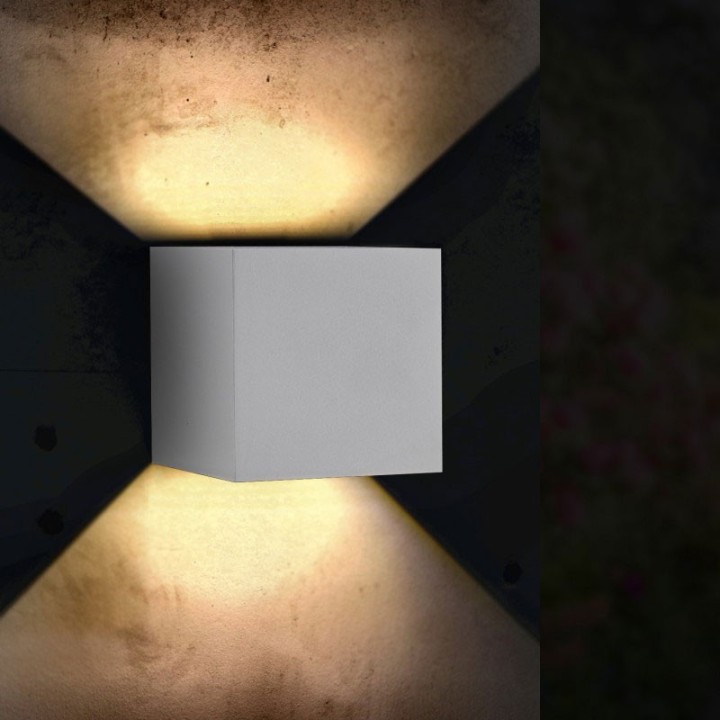 Wall Light 12w CCT Cube White IP54 LED