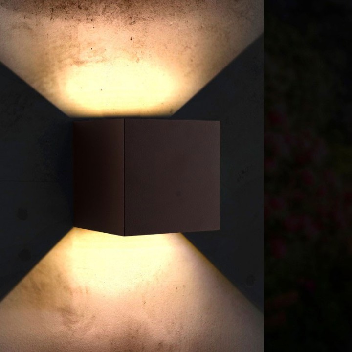 Wall Light 12w CCT Cube Rust IP54 LED