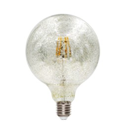 E27 globe Craquelé Chromé 125 LED effet filament 6w 2200K 230v LAES