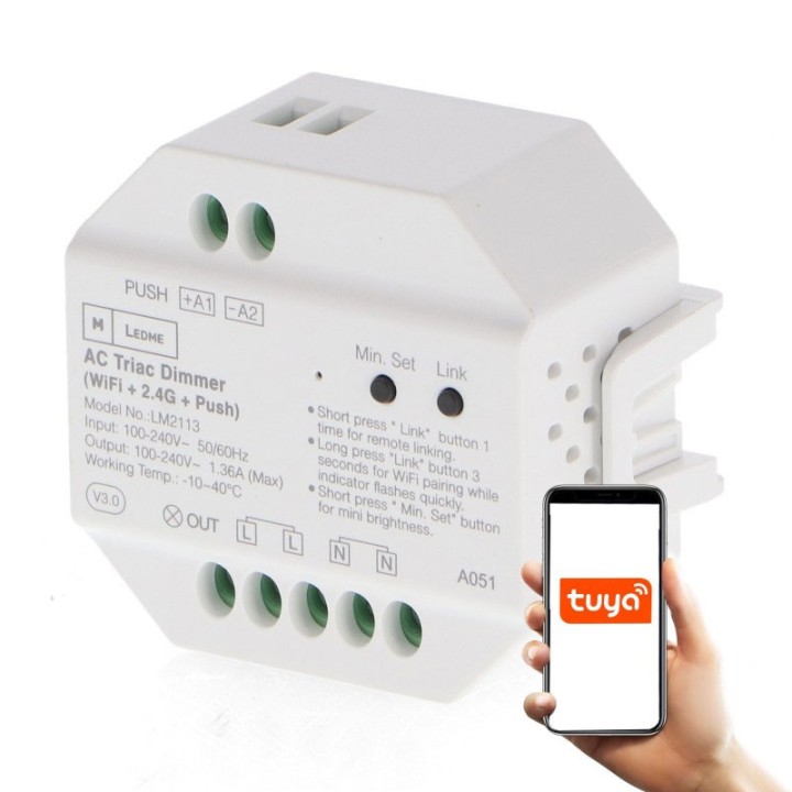 Variateur Led 300w Triac Rf Compatible Avec Bouton Poussoir Wifi